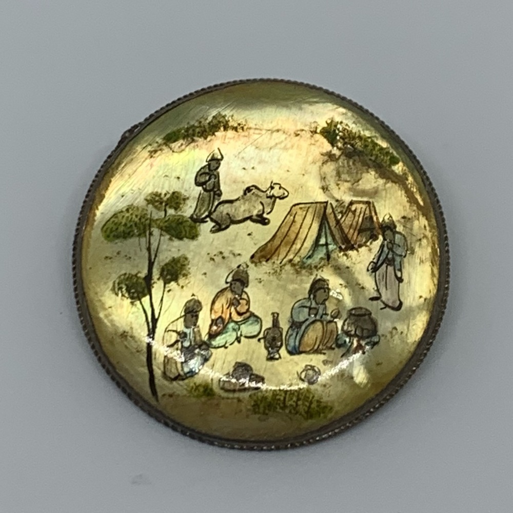 Vintage Persian hand painted brooch